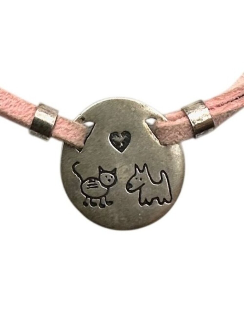 Vintage Silpada Pets Cat Dog Pendant Sterling Silver Silk Suede 15" Necklace